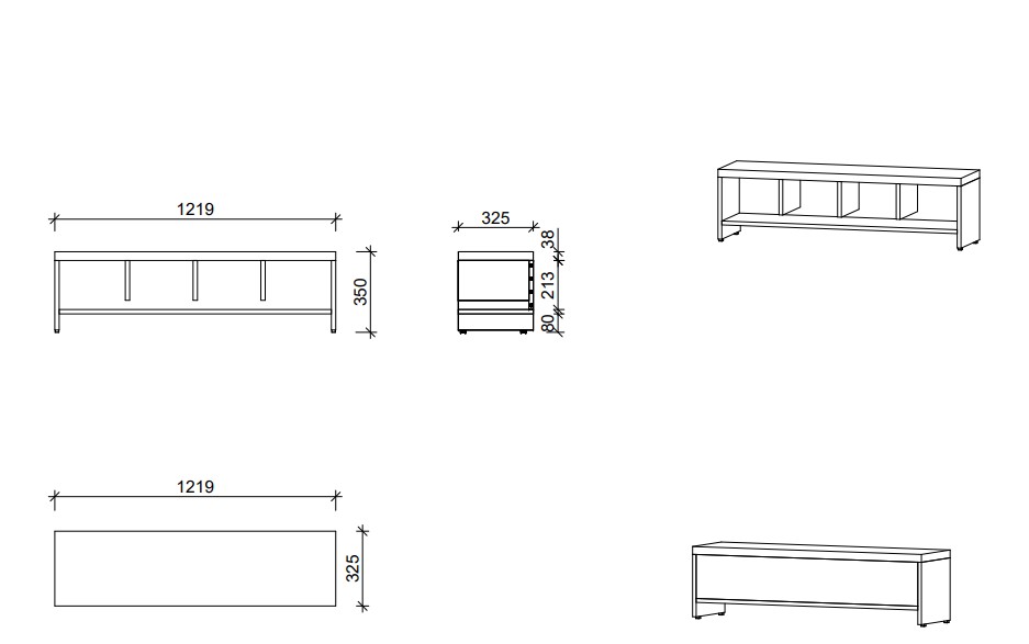 Garderobenbank | 4 Fächer - Smart | 122 x 35 x 33 cm