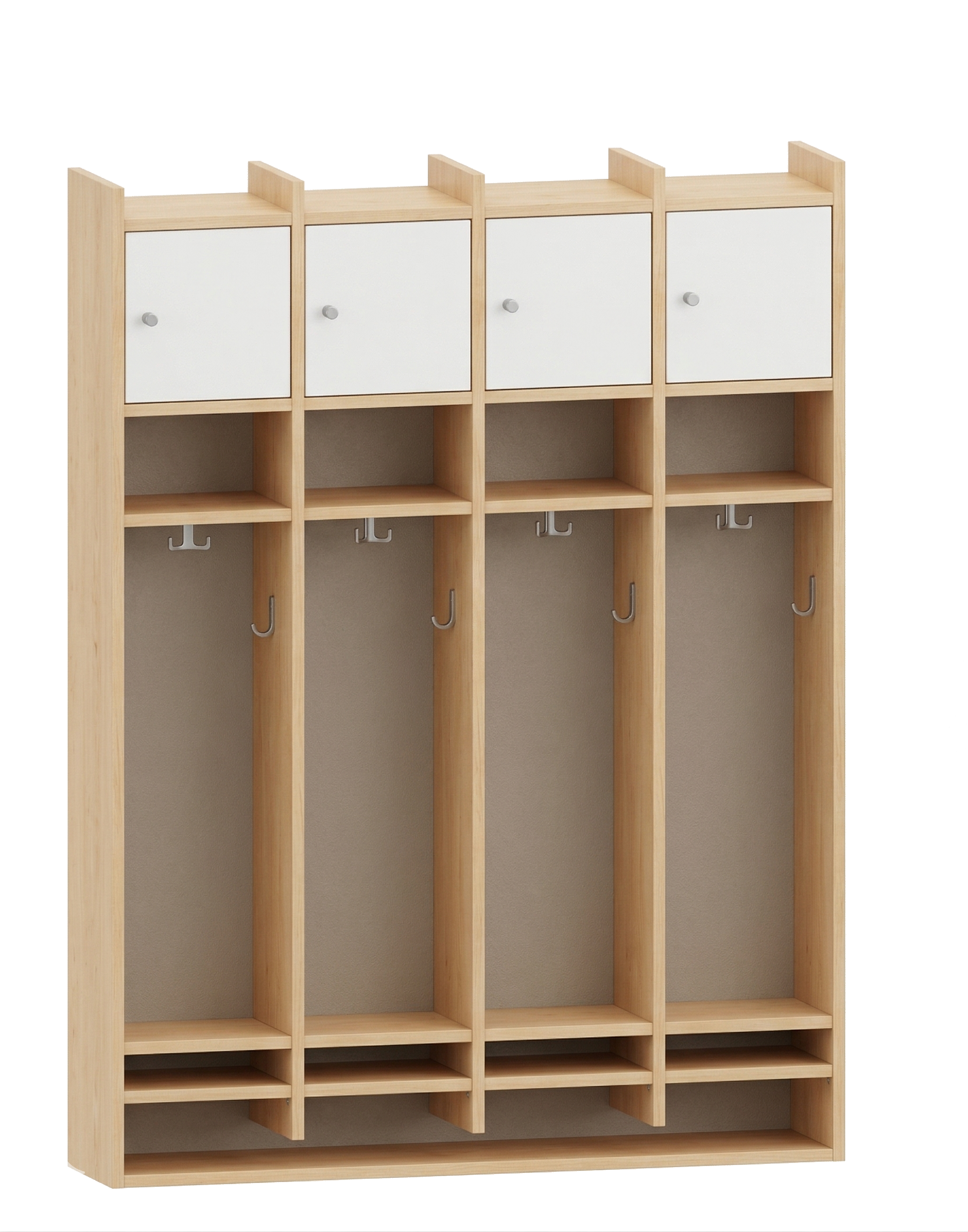 Spindgarderobe | 4 Plätze und Tür rechts - Basic | 122 x 161 x 25 cm