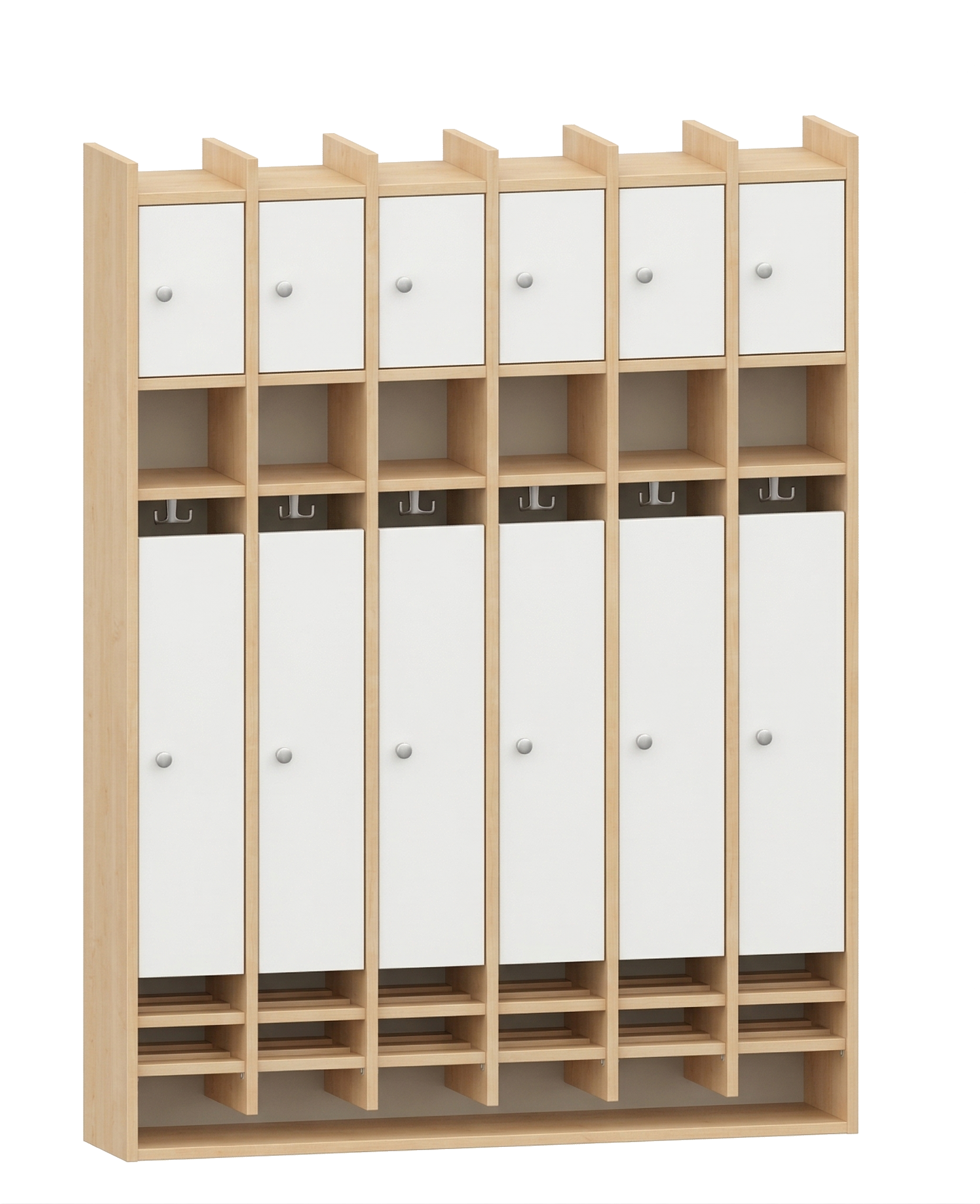 Spindgarderobe | 6 Plätze und Türen rechts - Basic | 122 x 161 x 25 cm