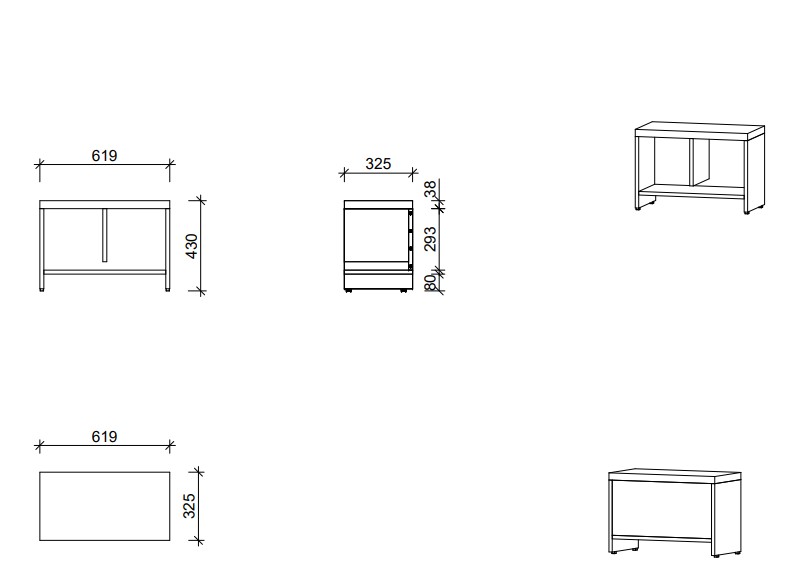 Garderobenbank | 2 Fächer - Smart | 62 x 43 x 33 cm