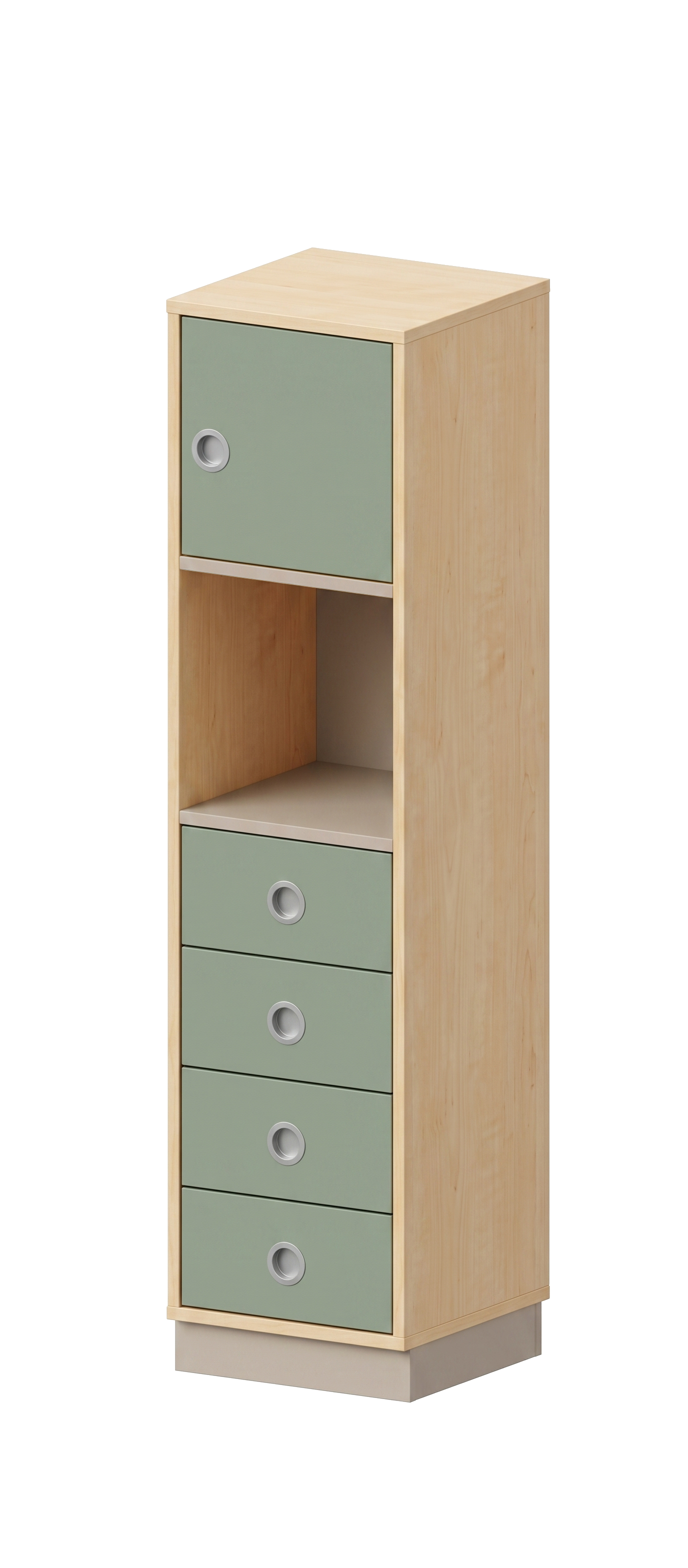 Schrank | mit Schubladen, Regal und Tür rechts, 4 OH - Smart | 40 x 159 x 40 cm