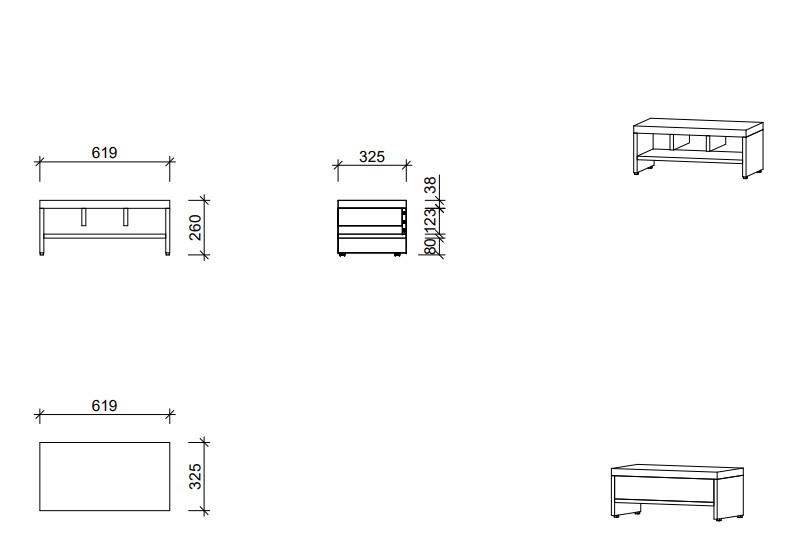 Garderobenbank | 3 Fächer - Smart | 62 x 26 x 33 cm