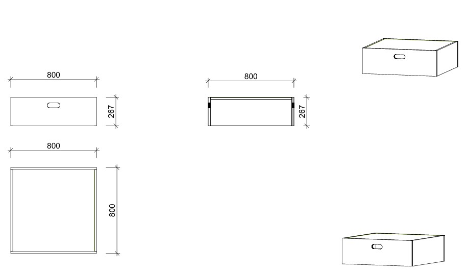 Podestmodul | quadratisch 8080 -  mittel | 80 x 27 x 80 cm