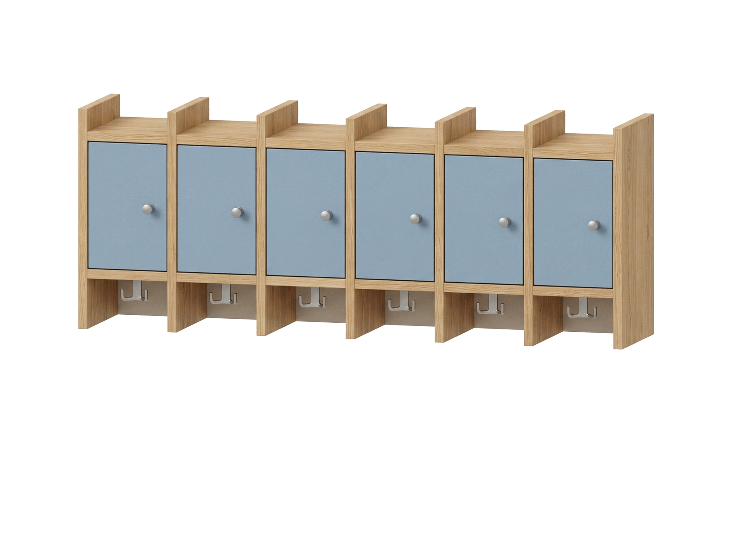 Garderobenablage | 6 Plätze und Tür links -  Basic | 122 x 48 x 25 cm