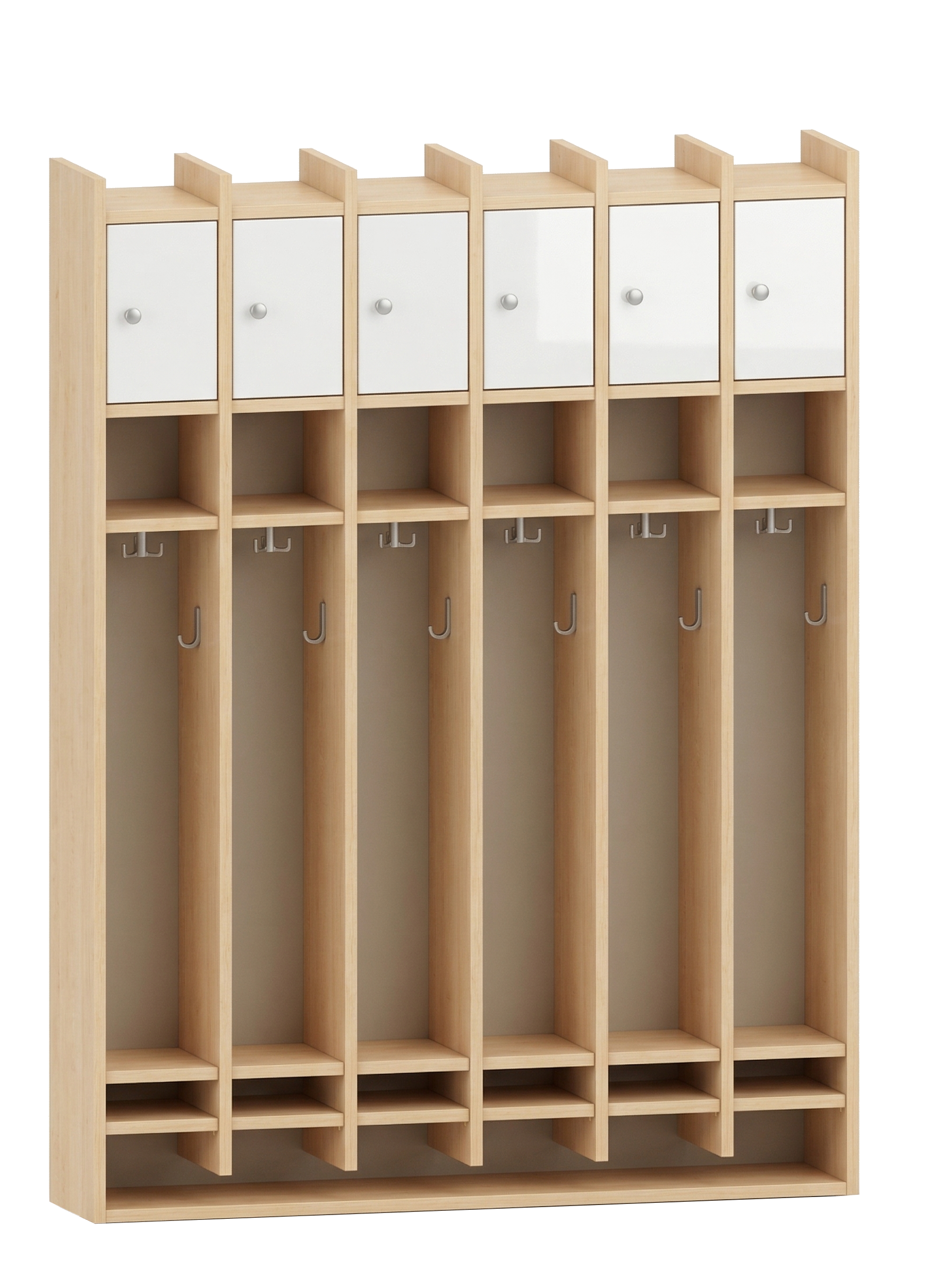 Spindgarderobe | 6 Plätze und Tür rechts - Basic | 122 x 161 x 25 cm