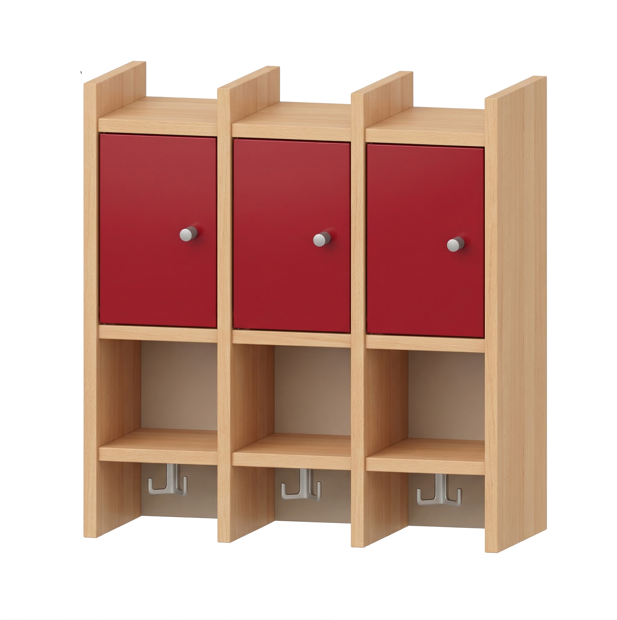 Garderobenablage | 3 Plätze, Tür links inkl. Zusatzhaken - Basic | 62 x 66 x 25 cm