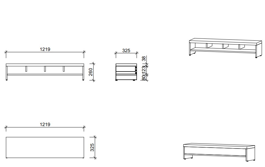 Garderobenbank | 4 Fächer - Smart | 122 x 26 x 33 cm