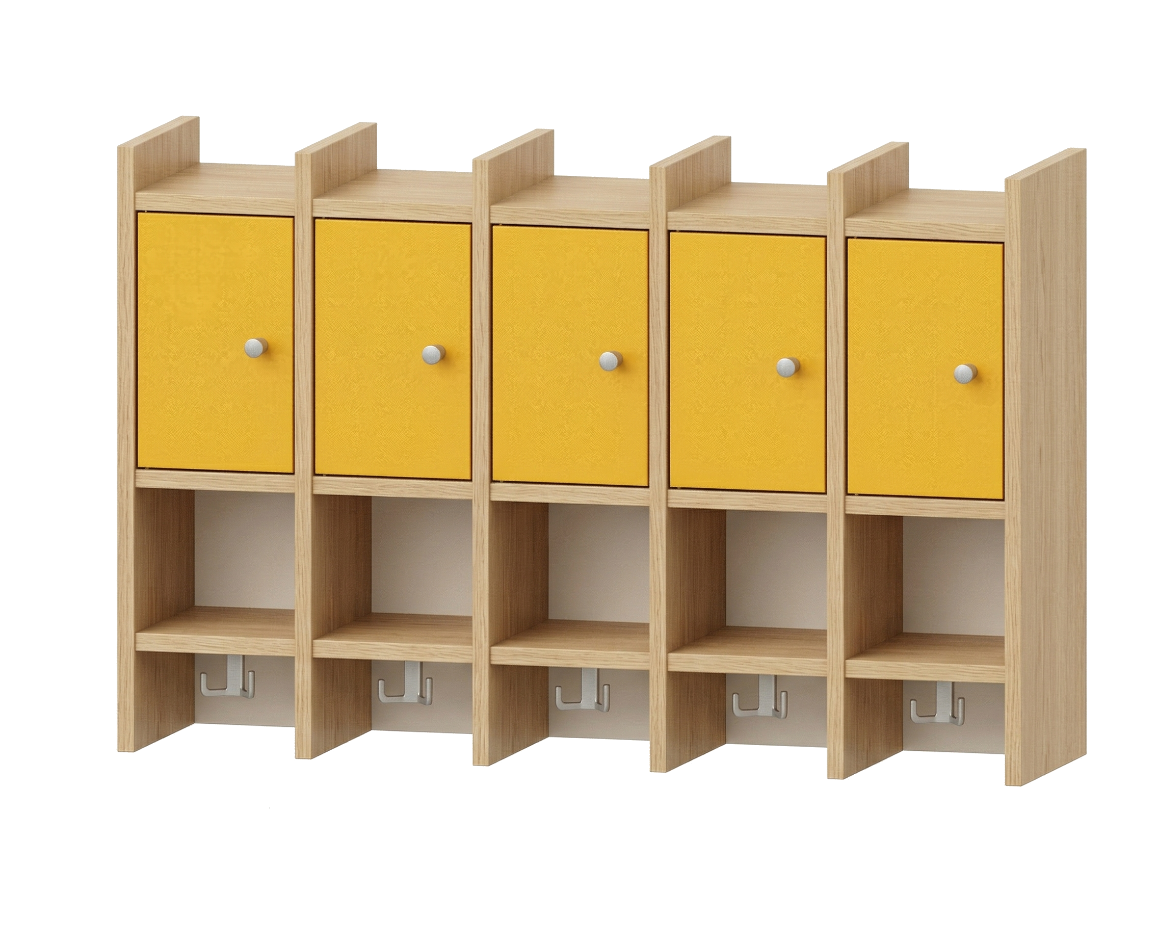 Garderobenablage | 5 Plätze und Tür links | basic | 102 x 66 x 25 cm