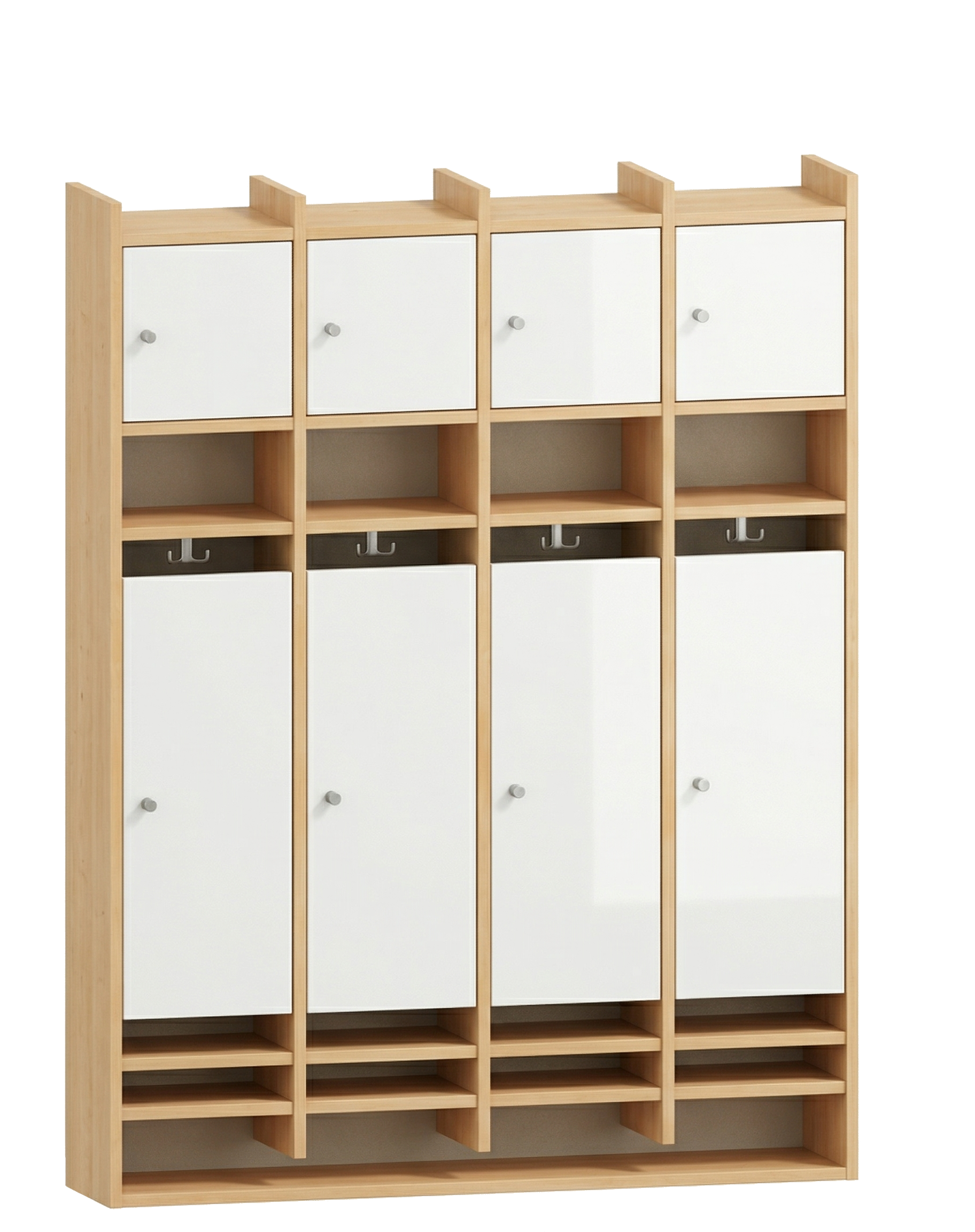 Spindgarderobe | 4 Plätze und Türen rechts - Basic | 122 x 161 x 25 cm