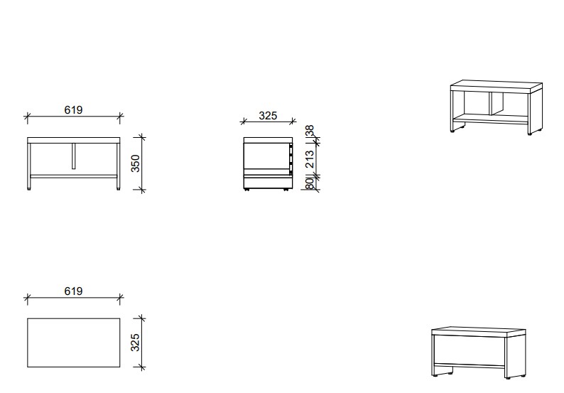 Garderobenbank | 2 Fächer - Smart | 62 x 35 x 33 cm