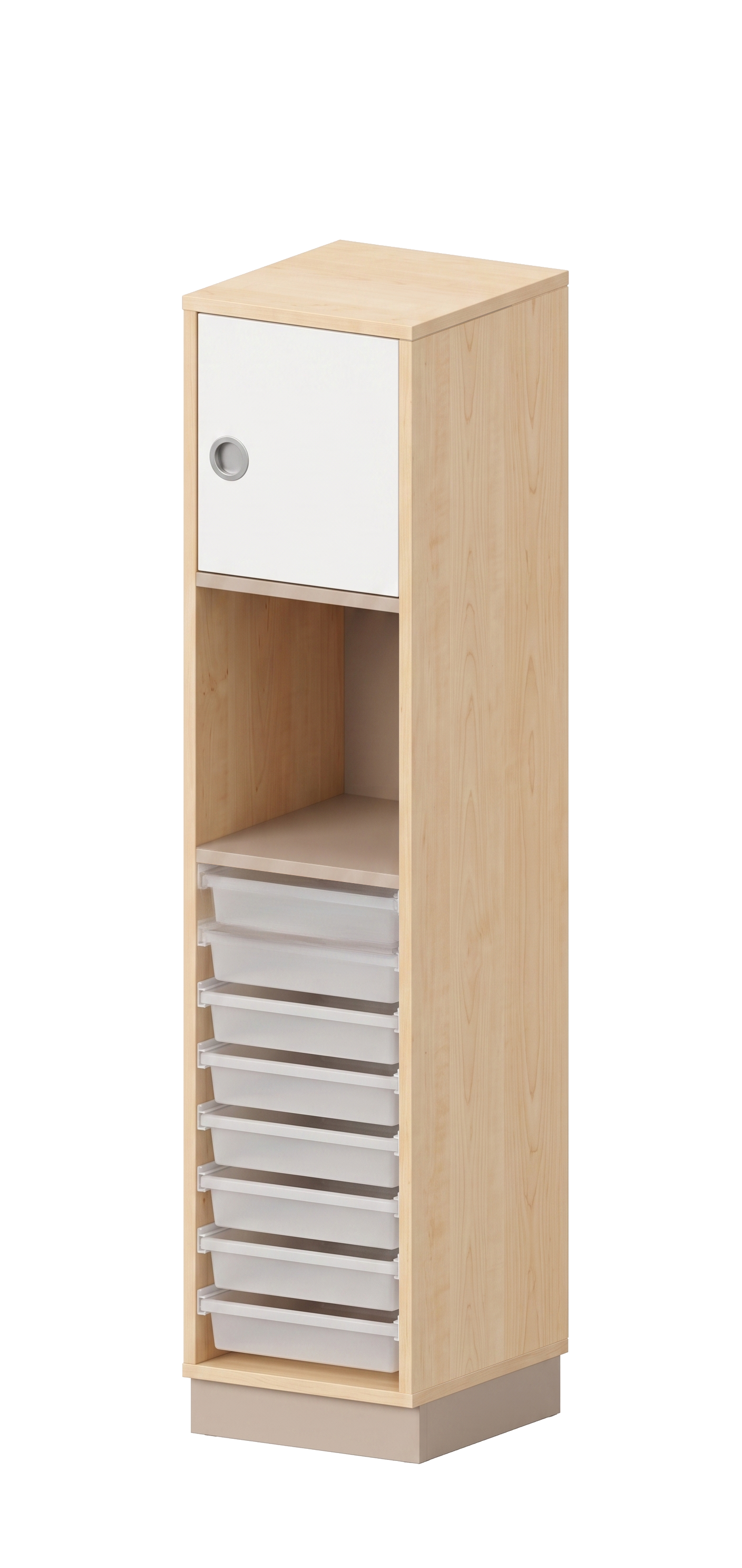 Schrank | für Kunststoffboxen Gratnells, Regal und Tür rechts, 4 OH - Smart | 36 x 159 x 40 cm