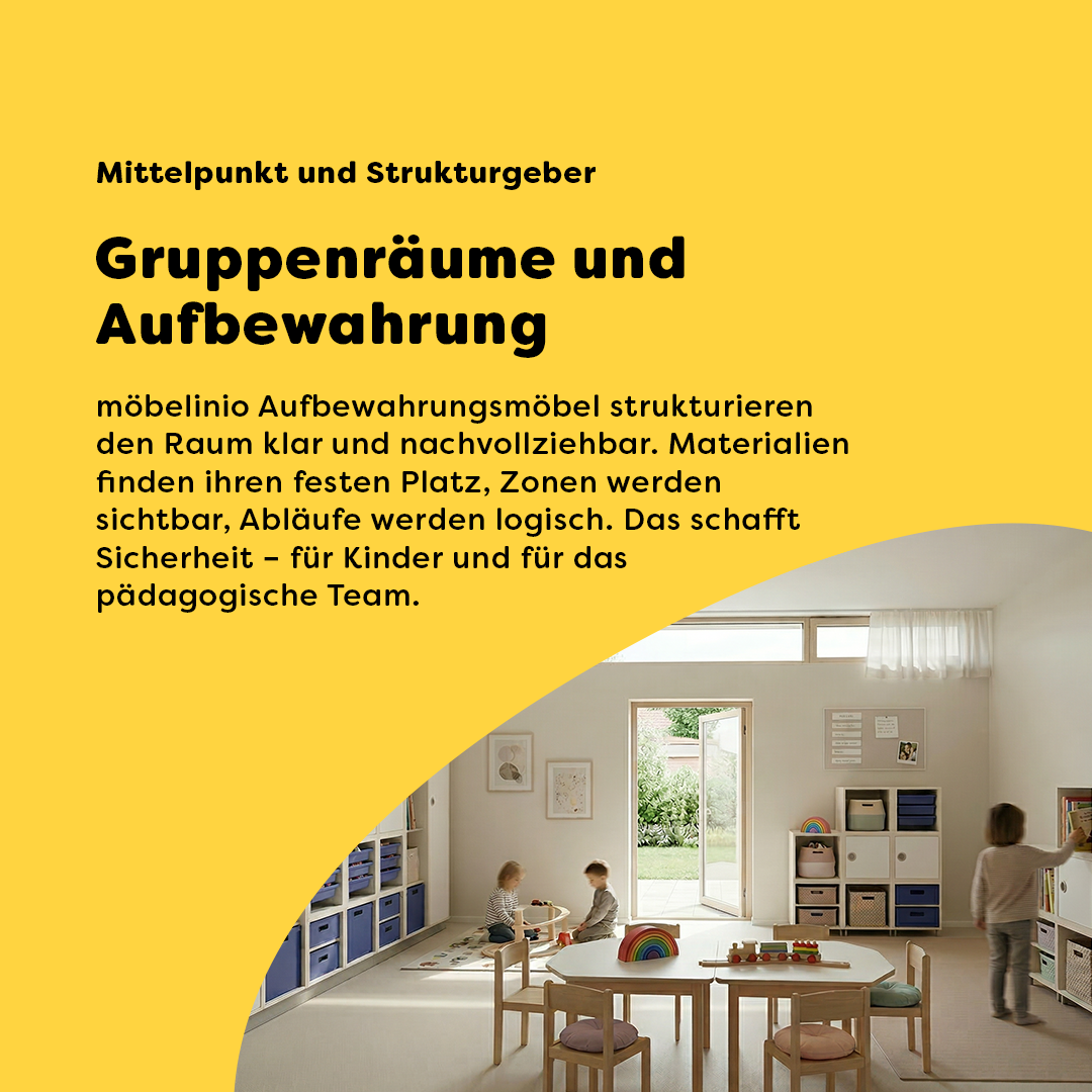 Stauraumsystem für Kita und Kindergarten – flexibel kombinierbare Möbel für strukturierte Aufbewahrung, klare Ordnung und funktionale Raumgestaltung