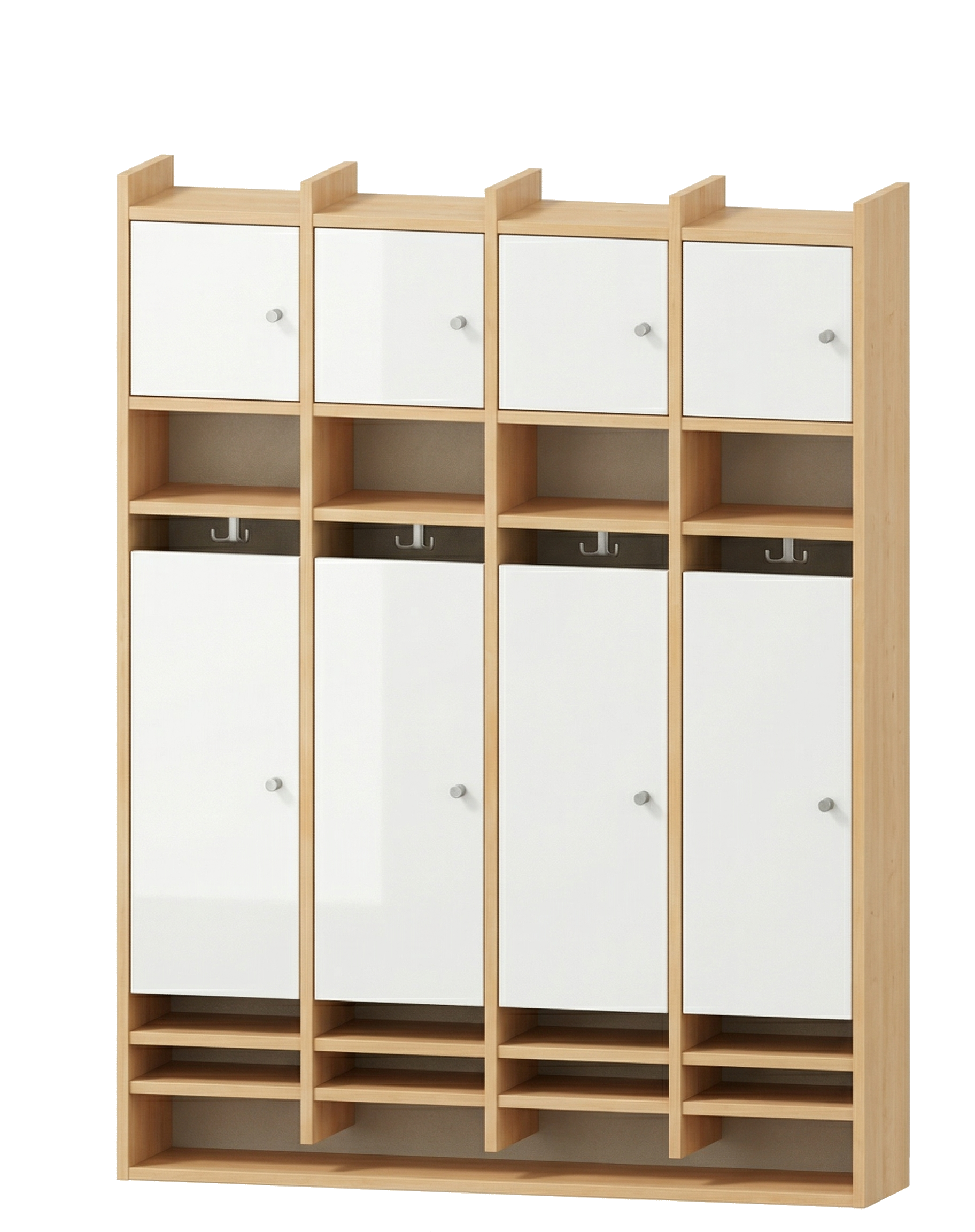 Spindgarderobe | 4 Plätze und Türen links - Basic | 122 x 161 x 25 cm