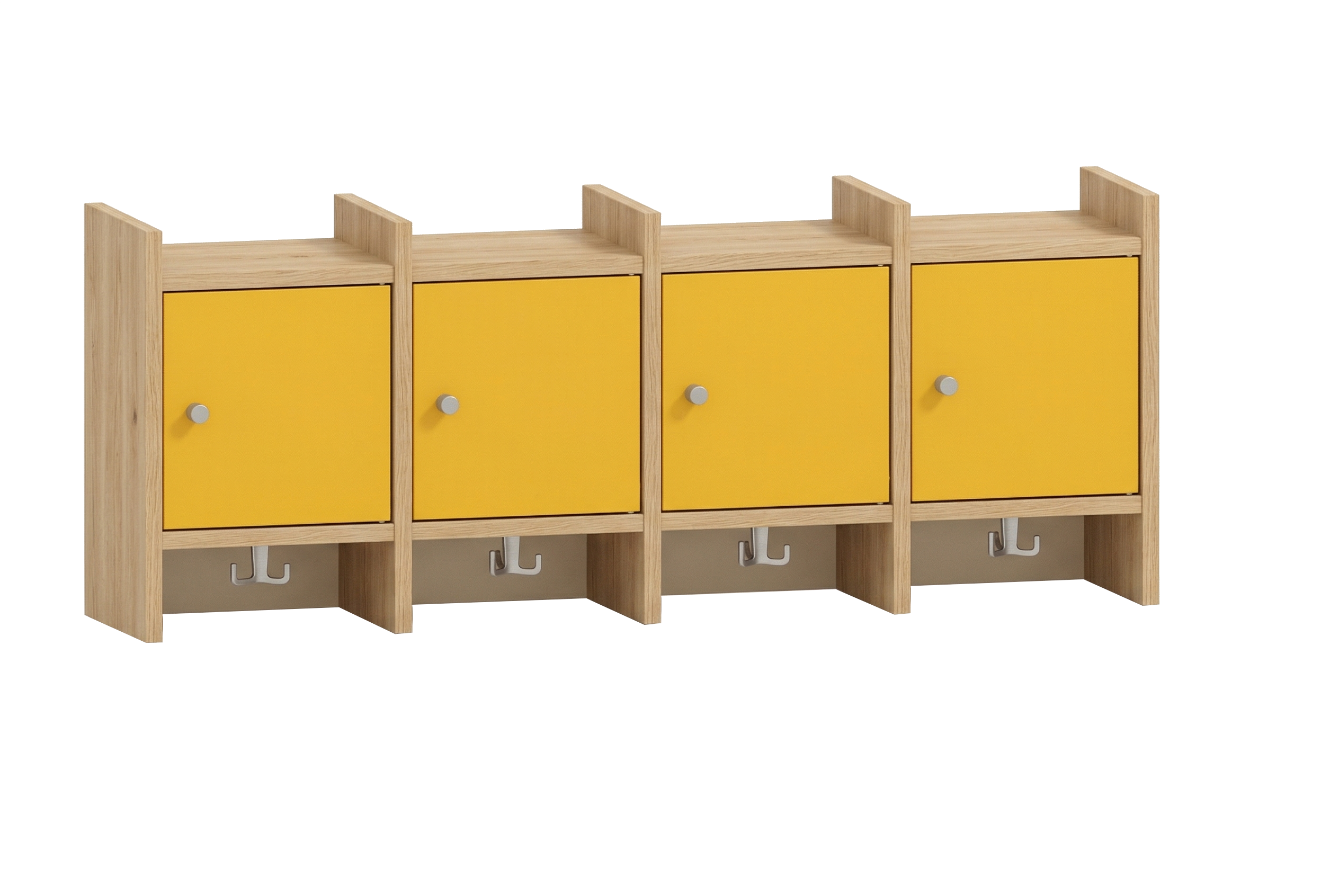 Garderobenablage | 4 Plätze und Tür rechts -  Basic | 122 x 48 x 25 cm