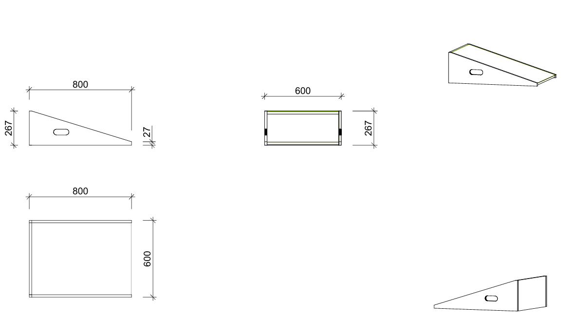 Podestmodul | Rampe 6080 -  mittel | 60 x 27 x 80 cm