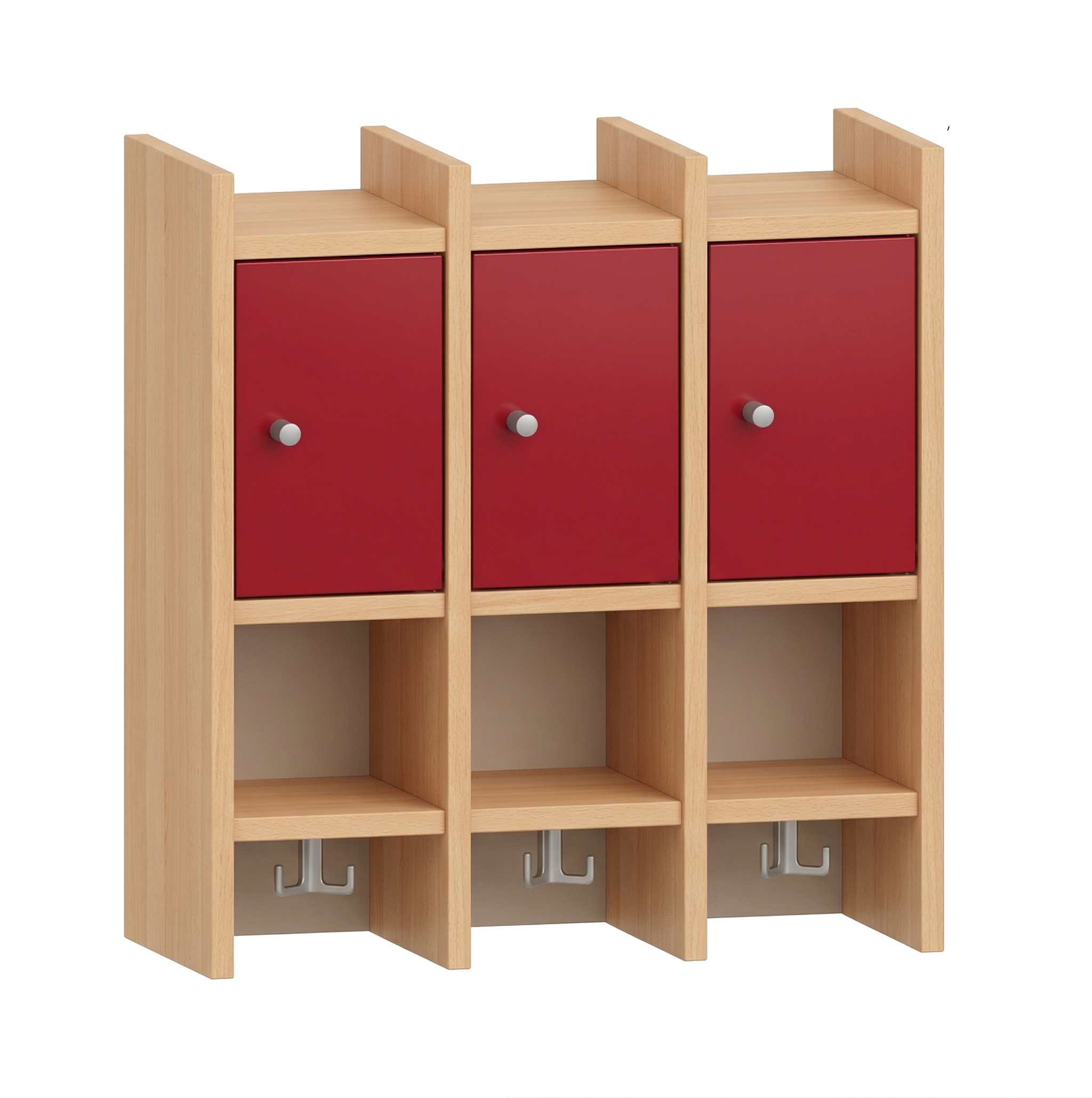 Garderobenablage | 3 Plätze, Tür rechts inkl. Zusatzhaken | basic | 62 x 66 x 25 cm