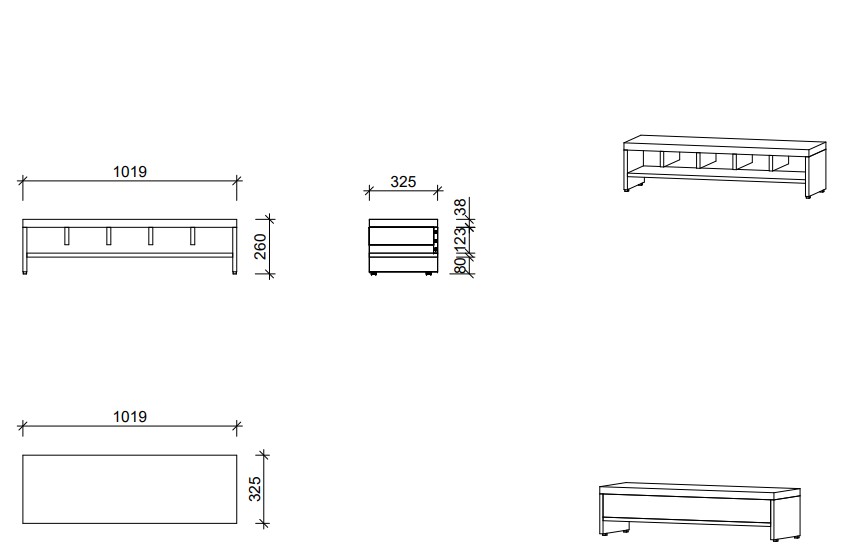 Garderobenbank | 5 Fächer - Smart | 102 x 26 x 33 cm